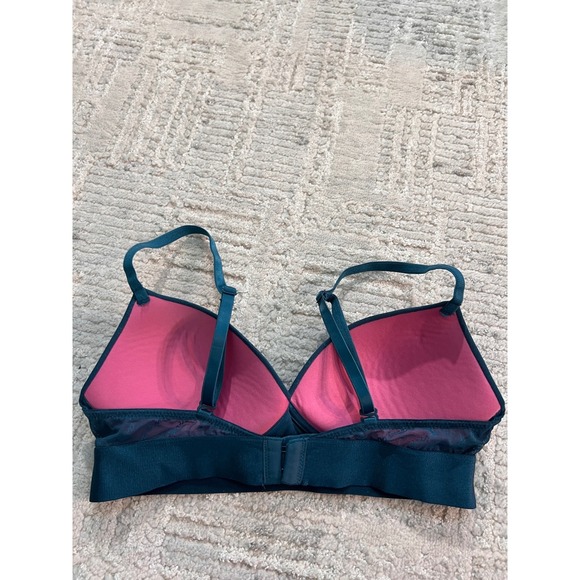 Victoria's Secret PINK Teal Logo Print Wireless Bralette Comfort Bra 34B - Picture 7 of 12